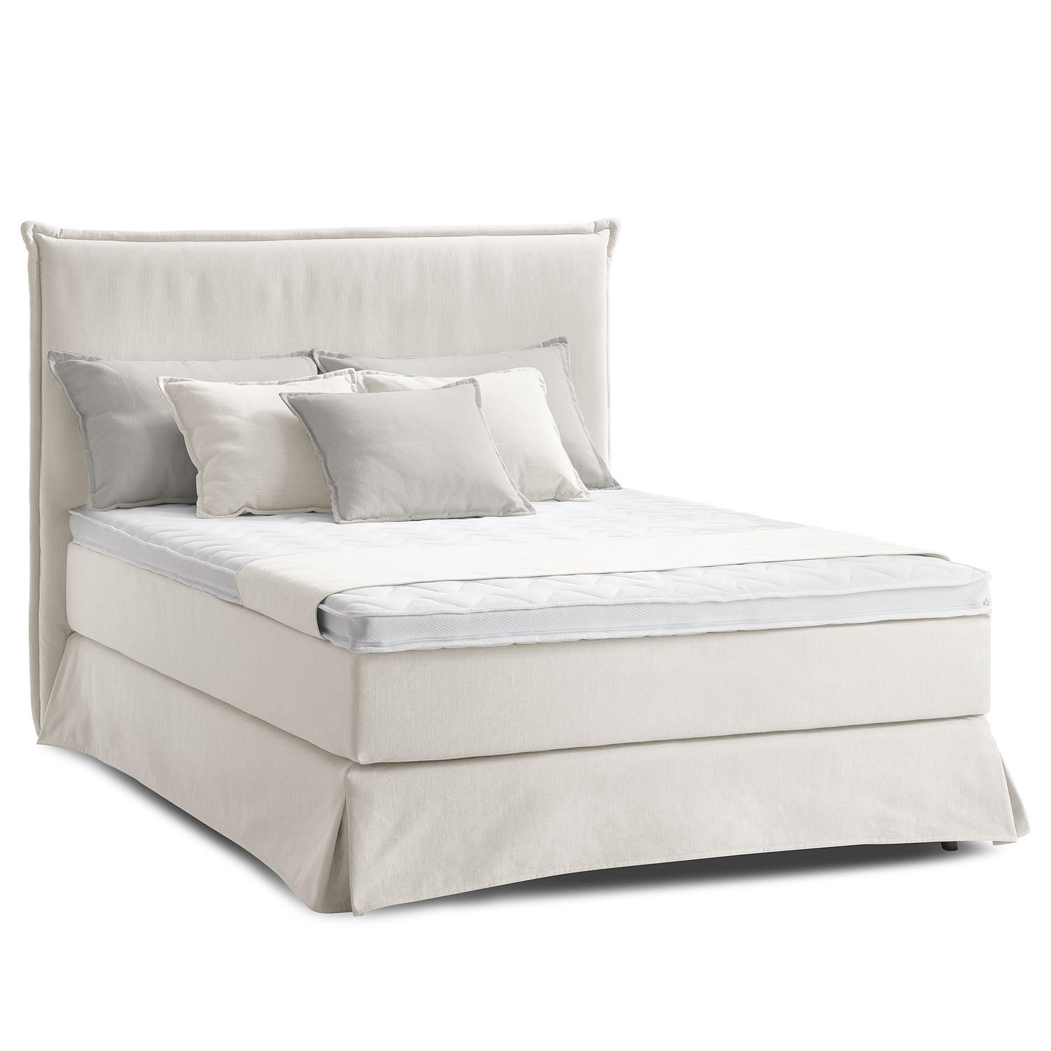 BOXSPRINGBETT mit Husse - Platinfarben, Textil (140/200cm) - home24