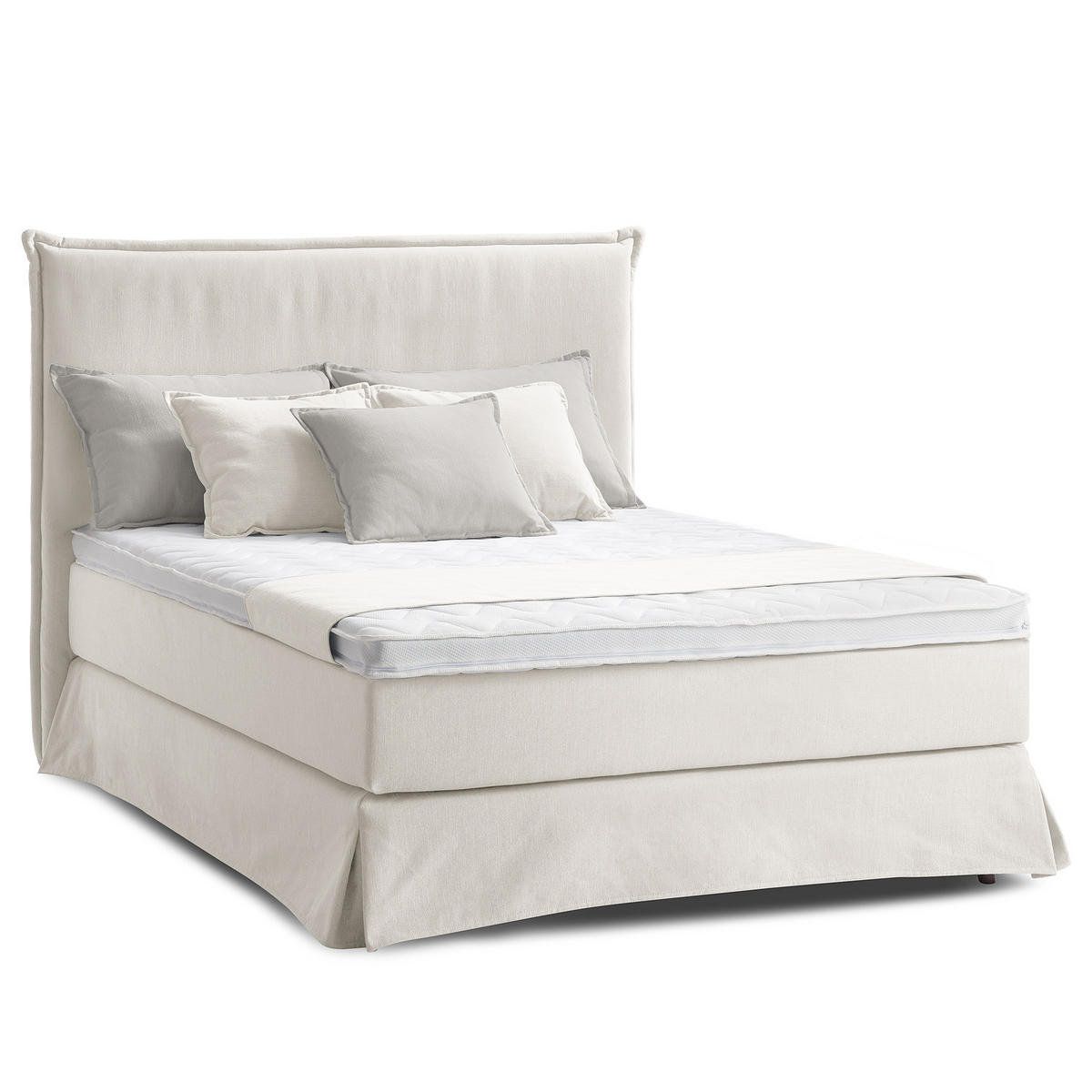 BOXSPRINGBETT mit Husse - Platinfarben, Textil (140/200cm) - home24