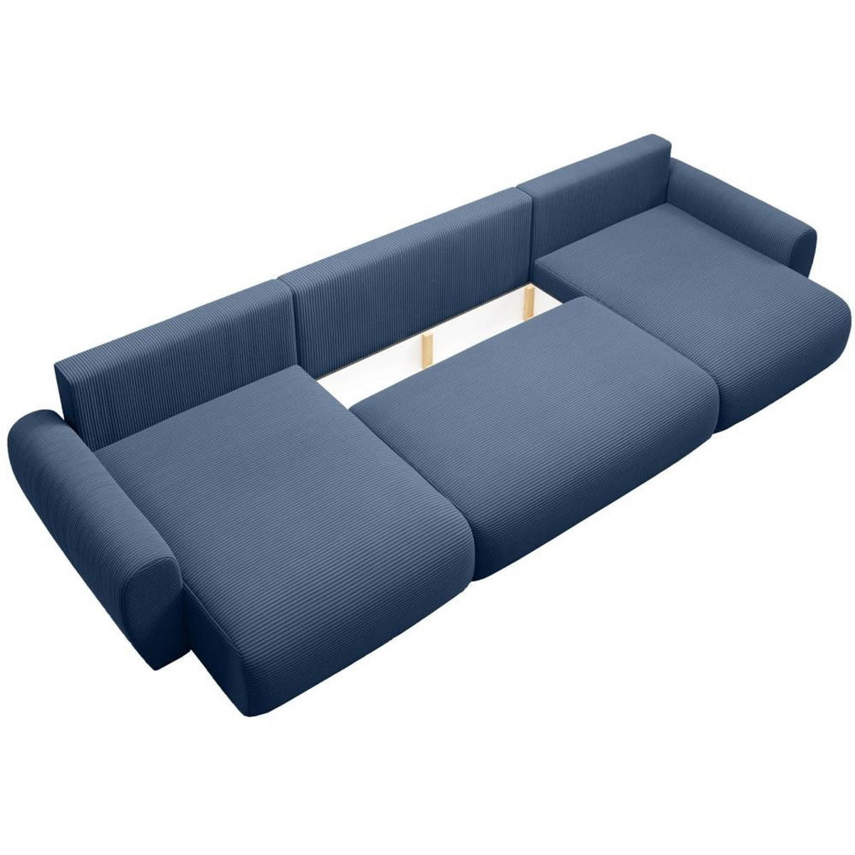 WOHNLANDSCHAFT mit Schlaffunktion Poss U dunkelblau - Dunkelblau, Textil (395/70/153cm) - Beautysofa
