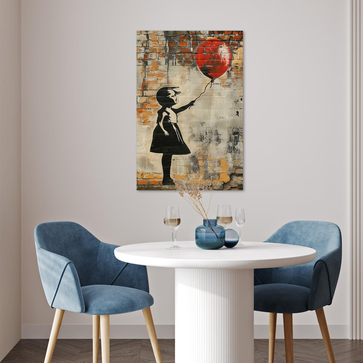 POSTER Graffiti - Banksy - Mädchen - Straßenkunst 40x60 cm - Sandfarben, Papier (40/60/0.1cm) - MuchoWow