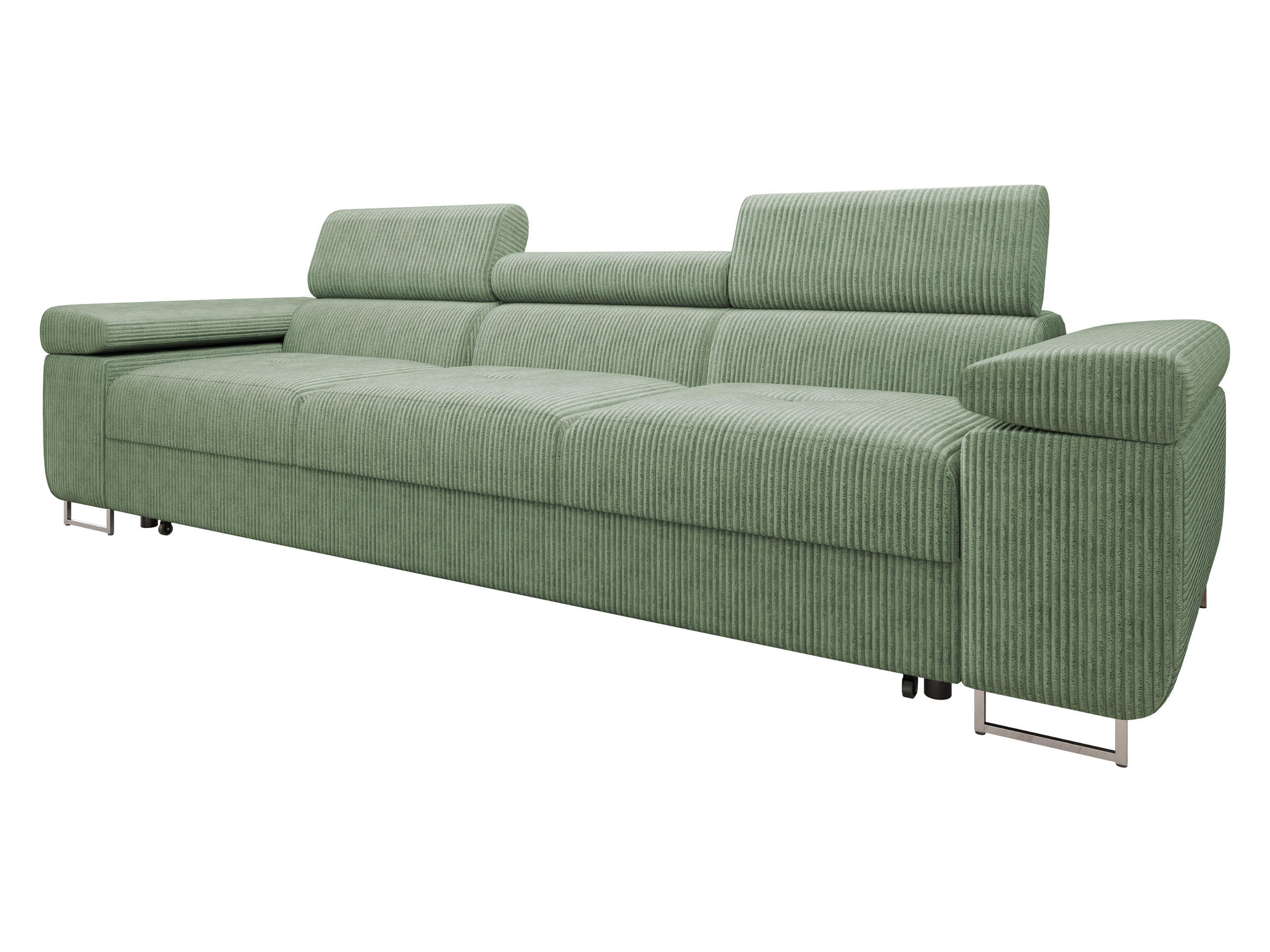 SCHLAFSOFA Torezio 3 Bis Cord - Hellgrün, Holz/Textil (263/90/102cm) - MIRJAN24