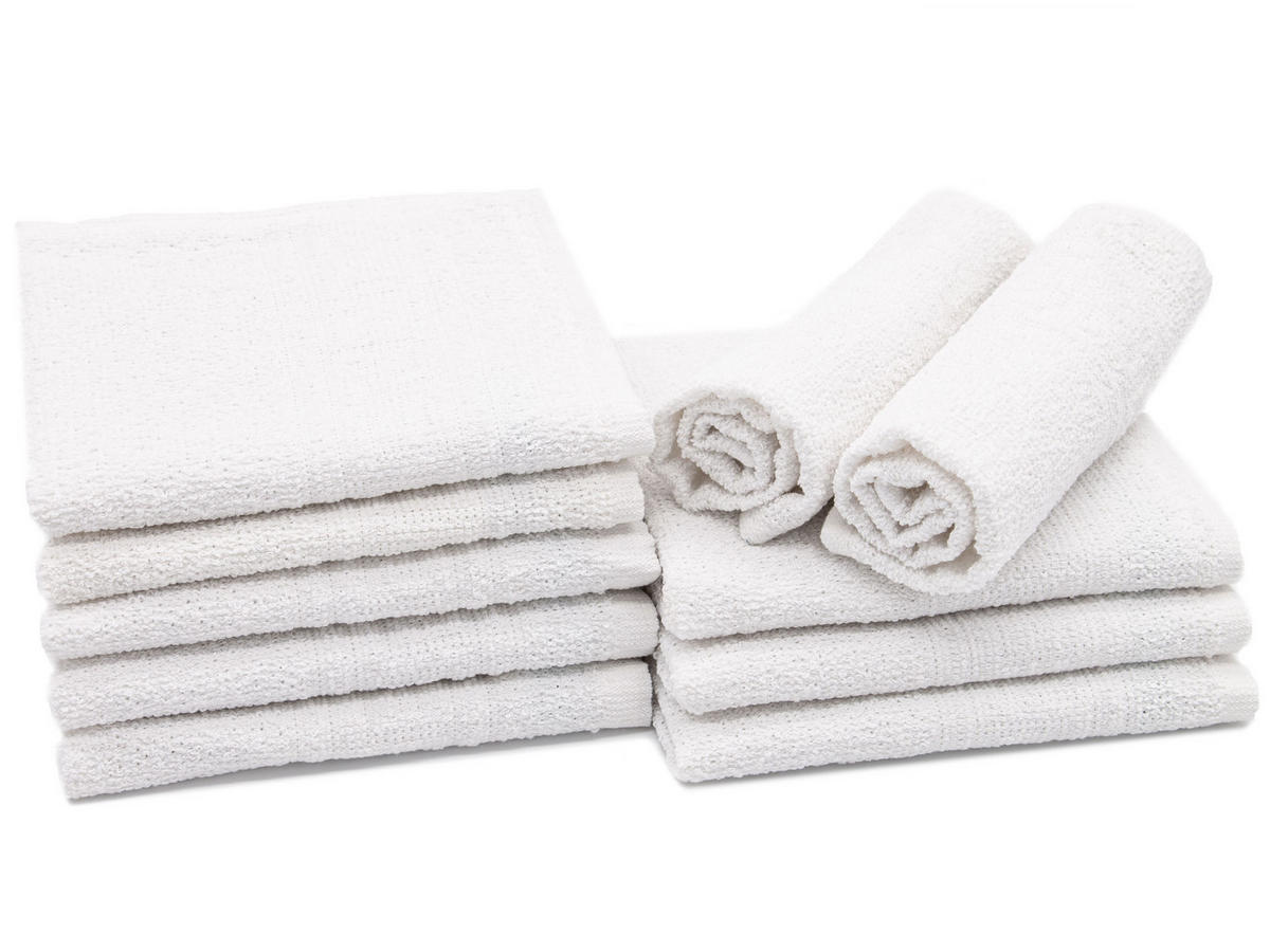 SEIFTÜCHER, 10er-Set, 30x30 cm, 70% Baumwolle, 30% Polyester, Weiß - Weiß, Textil (30/30cm) - Zollner