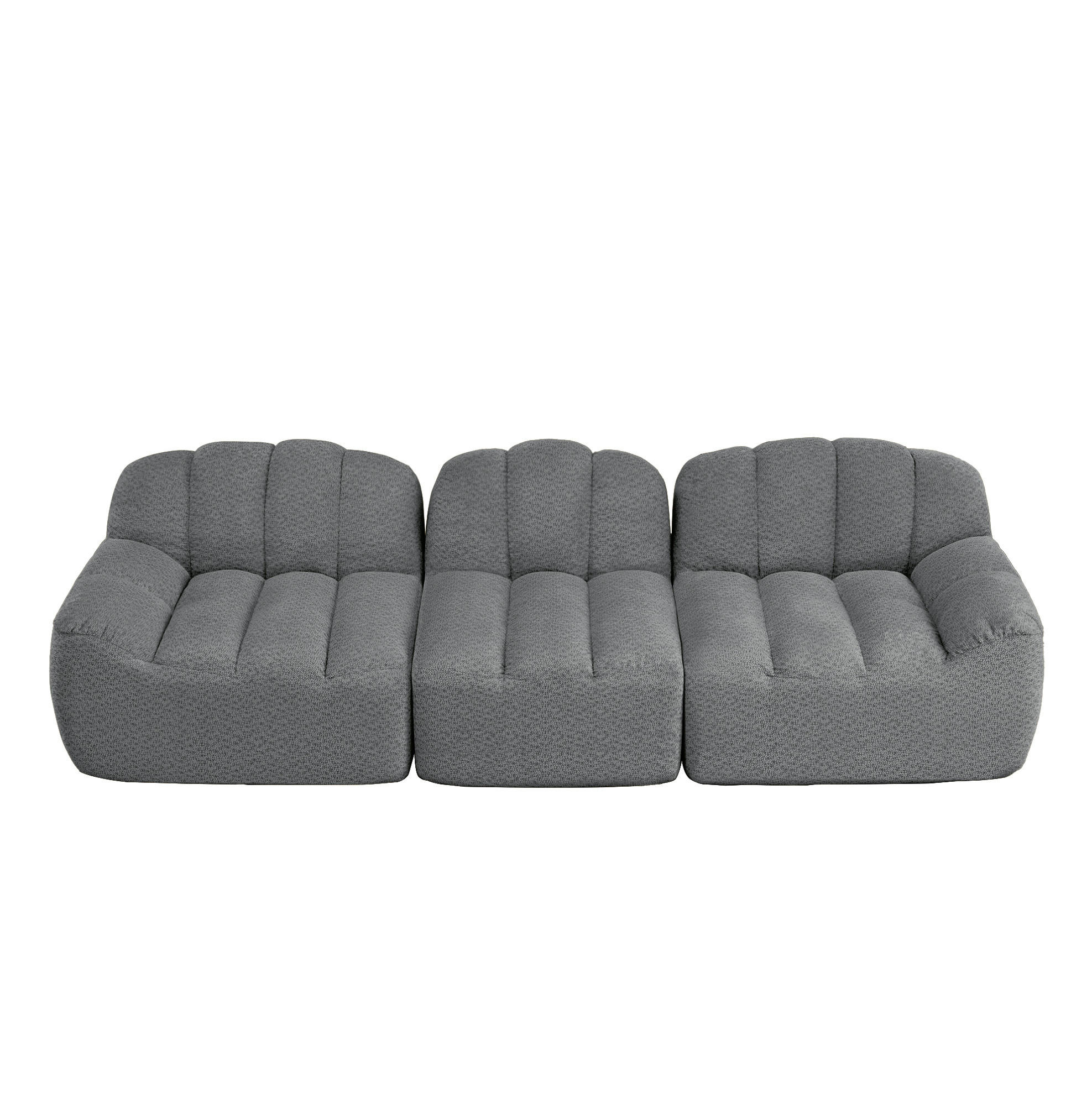 MODULARES 3-Sitzer-Sofa aus granuliertem Fleece mit Ottoman und tiefem Sitz Grau - Grau, Textil (104/79/288cm) - Modenvie