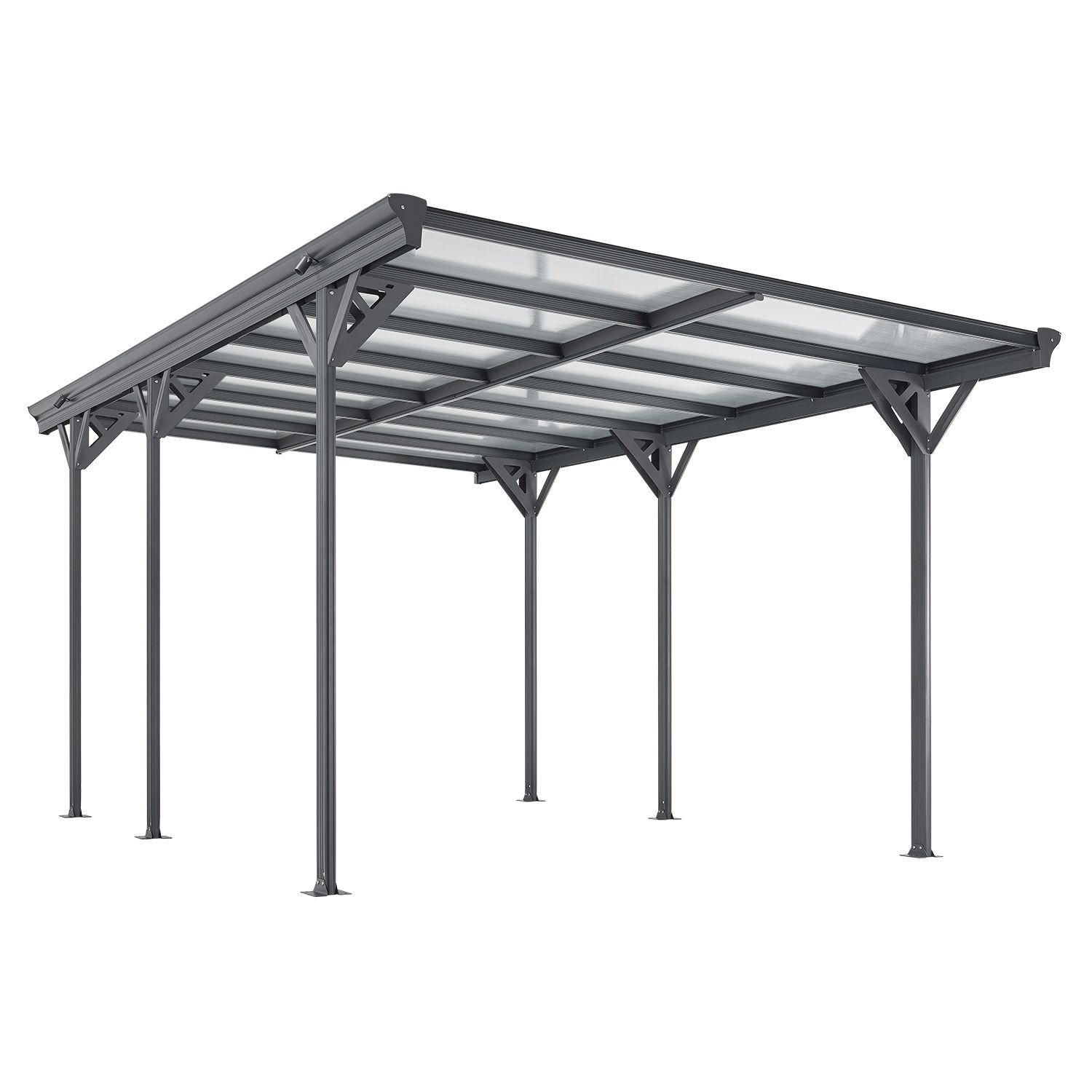 CARPORT mit Flachdach 5x3 m dunkelgrau - Dunkelgrau, Metall (305/230/503cm) - Juskys