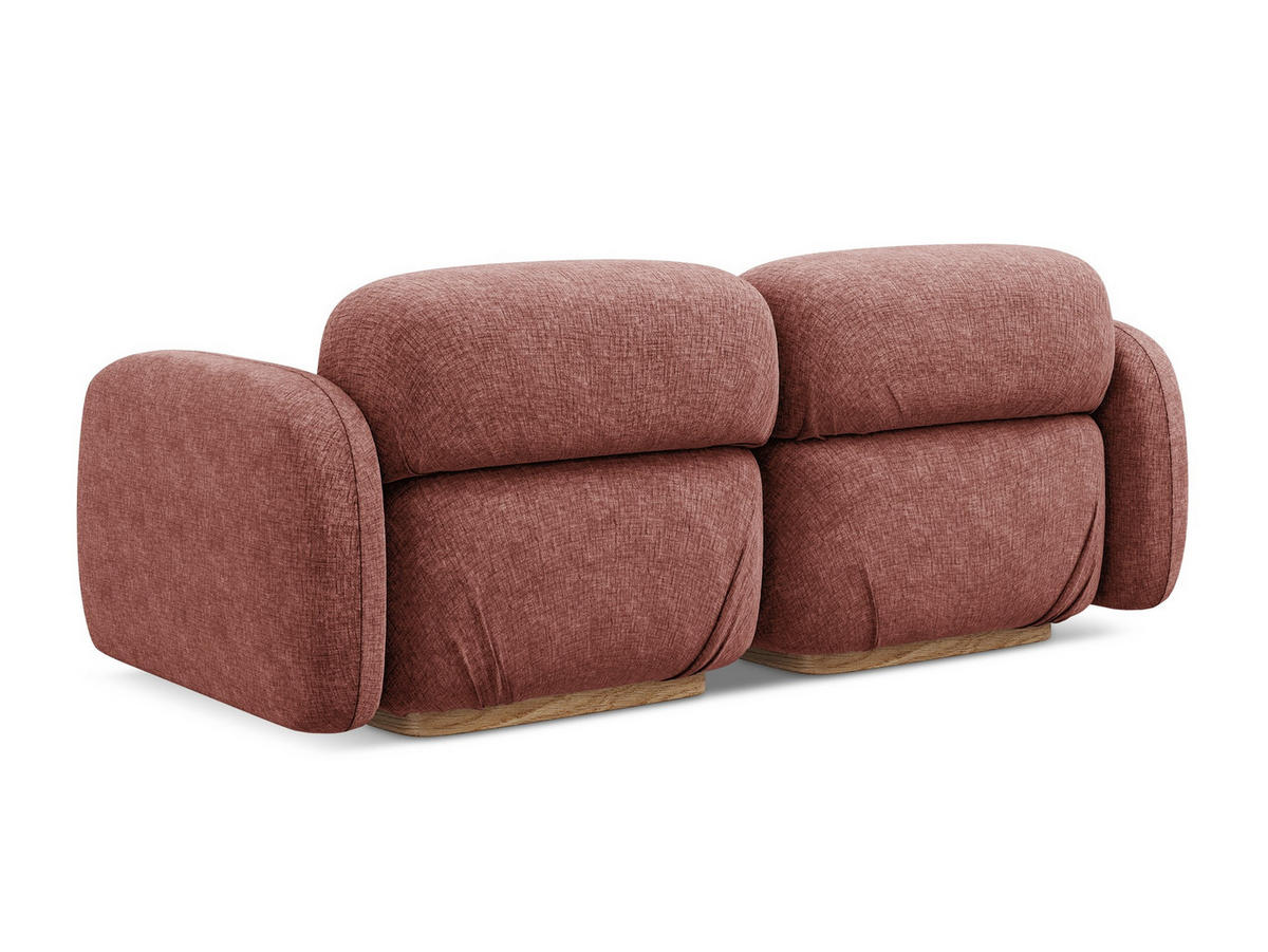 3-SITZER SOFA Chenille Stoff Pink - Pink/Hellrosa, Holz/Textil (190/73/95cm) - Makamii
