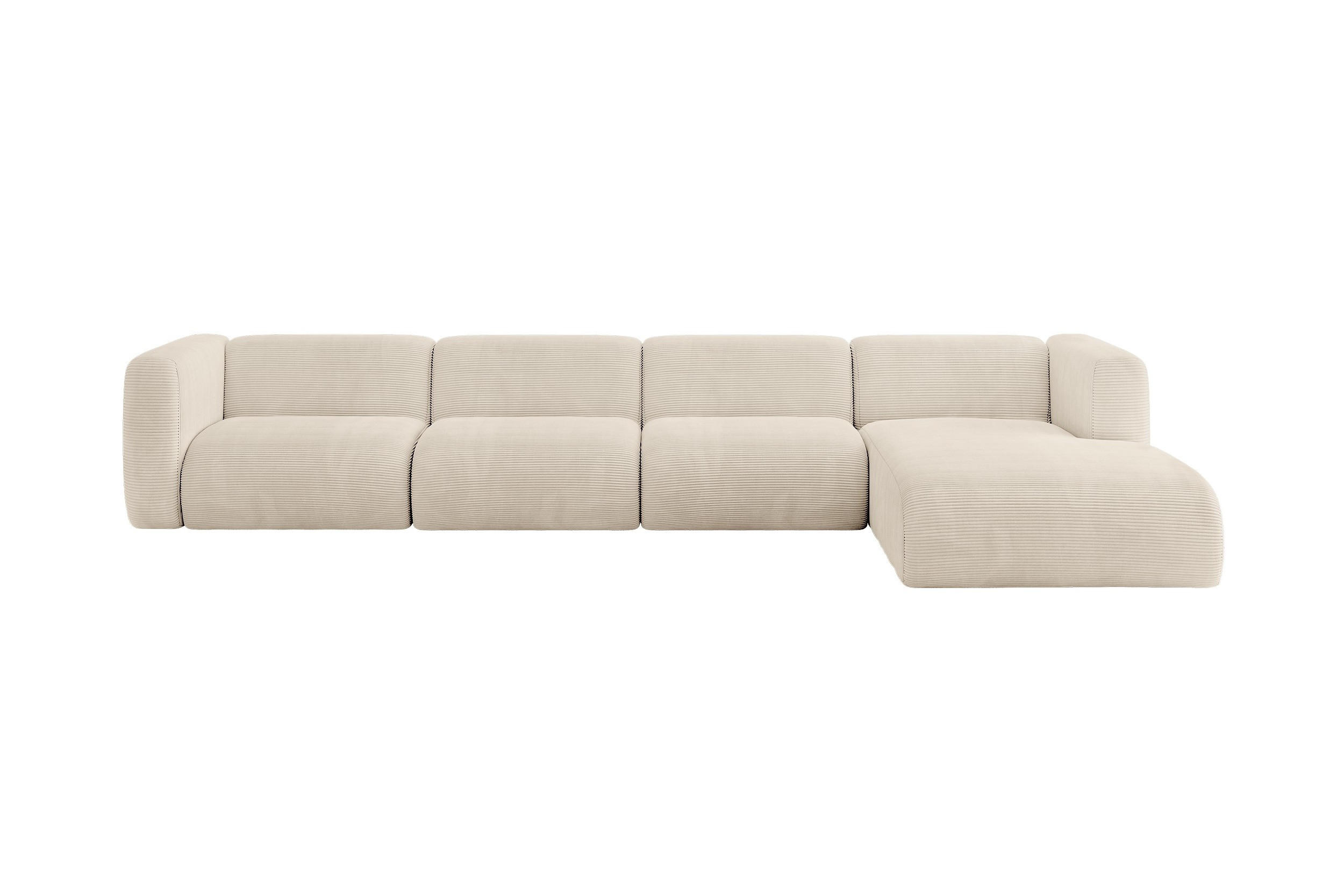 ALTDECOR ROHOVÁ SEDAČKA S PRAVOU OTOMANOU MIRA-L3 409x179x70 Béžová Manšestr