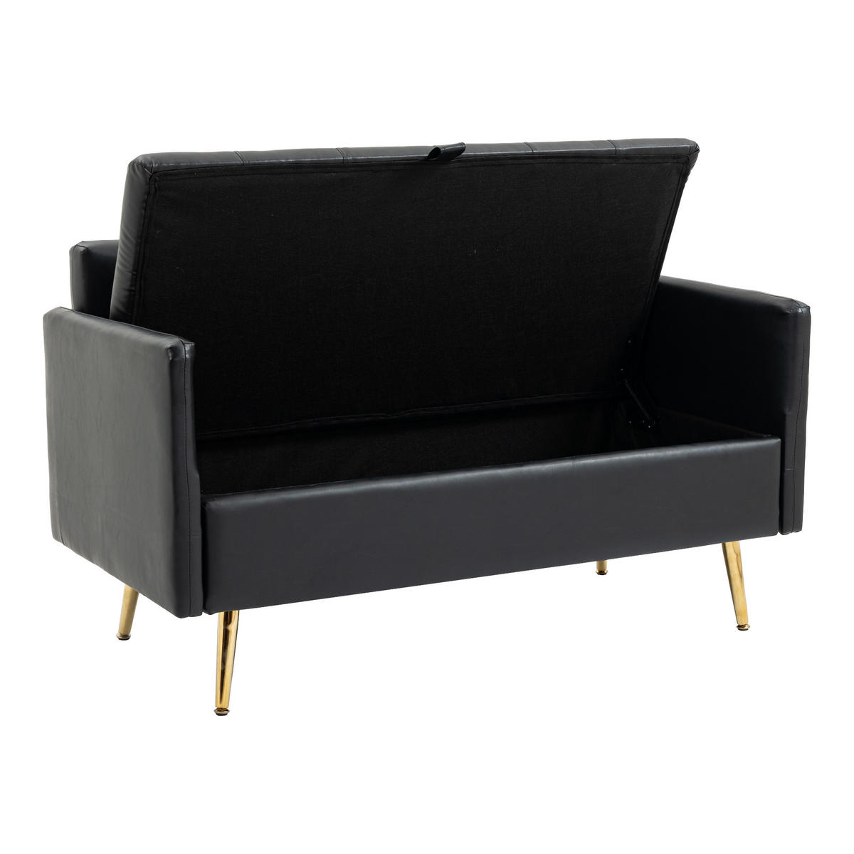 SOFA Sysmä - Goldfarben/Schwarz, Holz/Metall (122/72/65cm) - [en.casa]