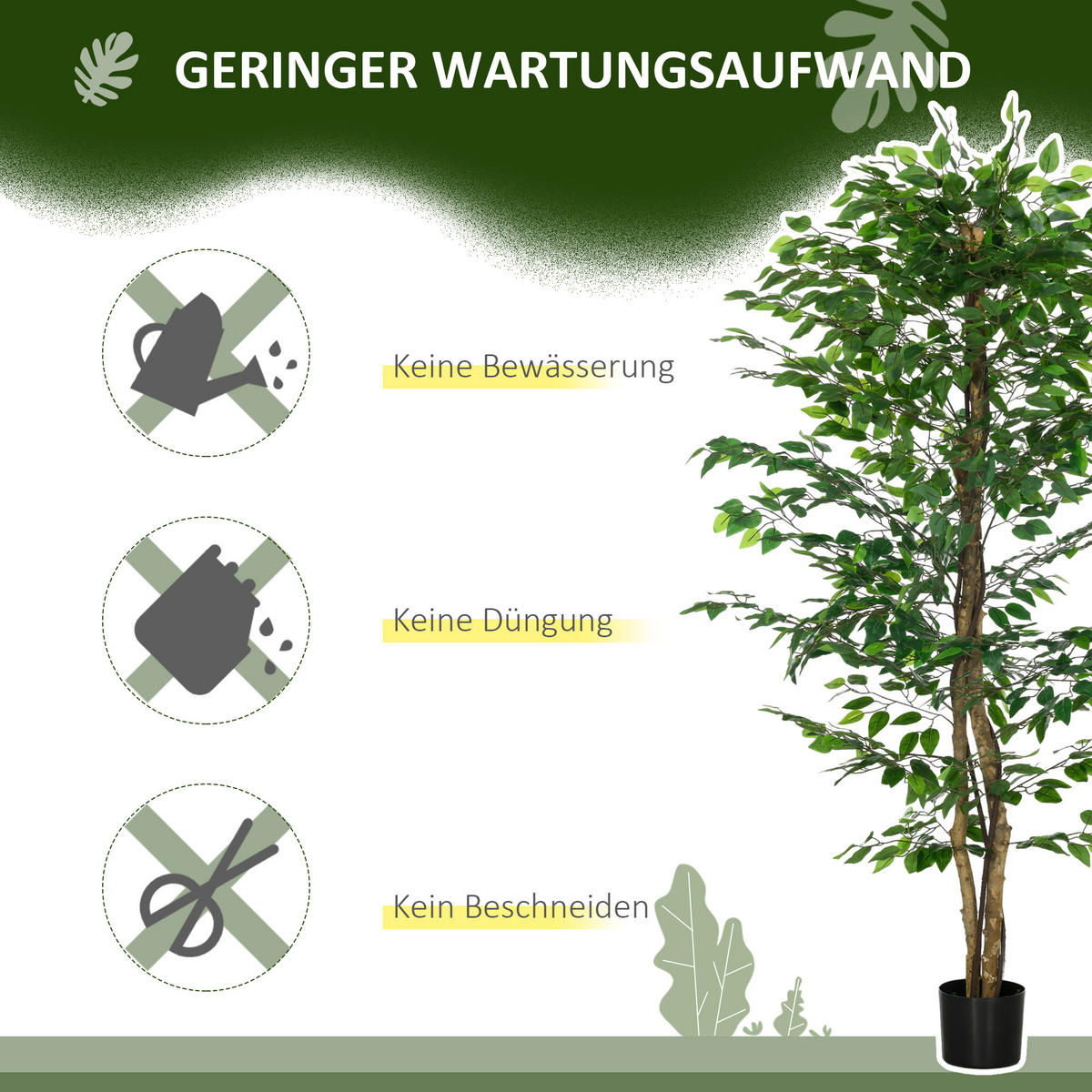 KÜNSTLICHE Pflanzen Grün 17.5/17.5/180.0cm - Grün, Kunststoff (180cm)
