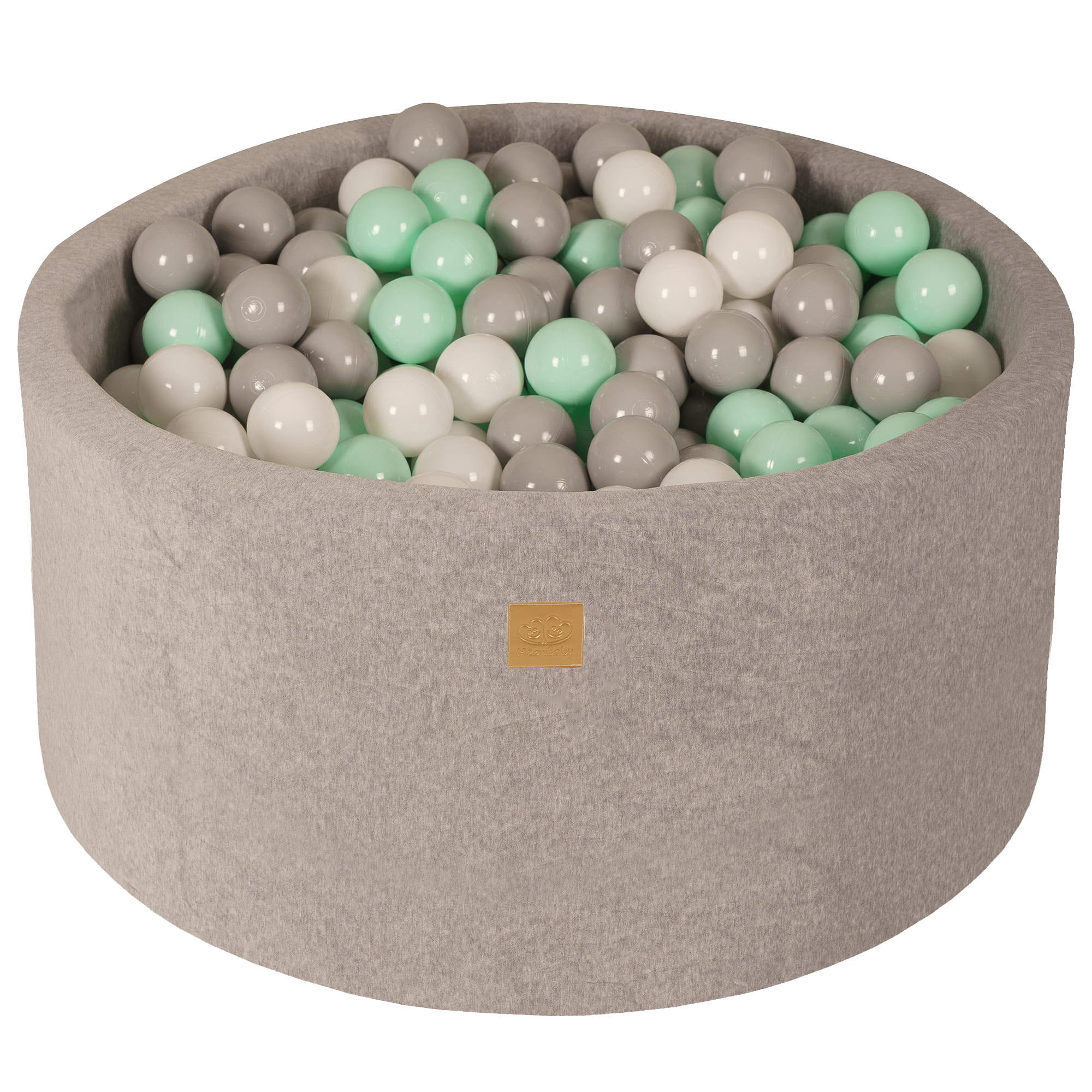 BÄLLEBAD für Kinder, Samt, Hellgrau - Greige/Hellgrau, Textil (90/90/40cm) - MeowBaby
