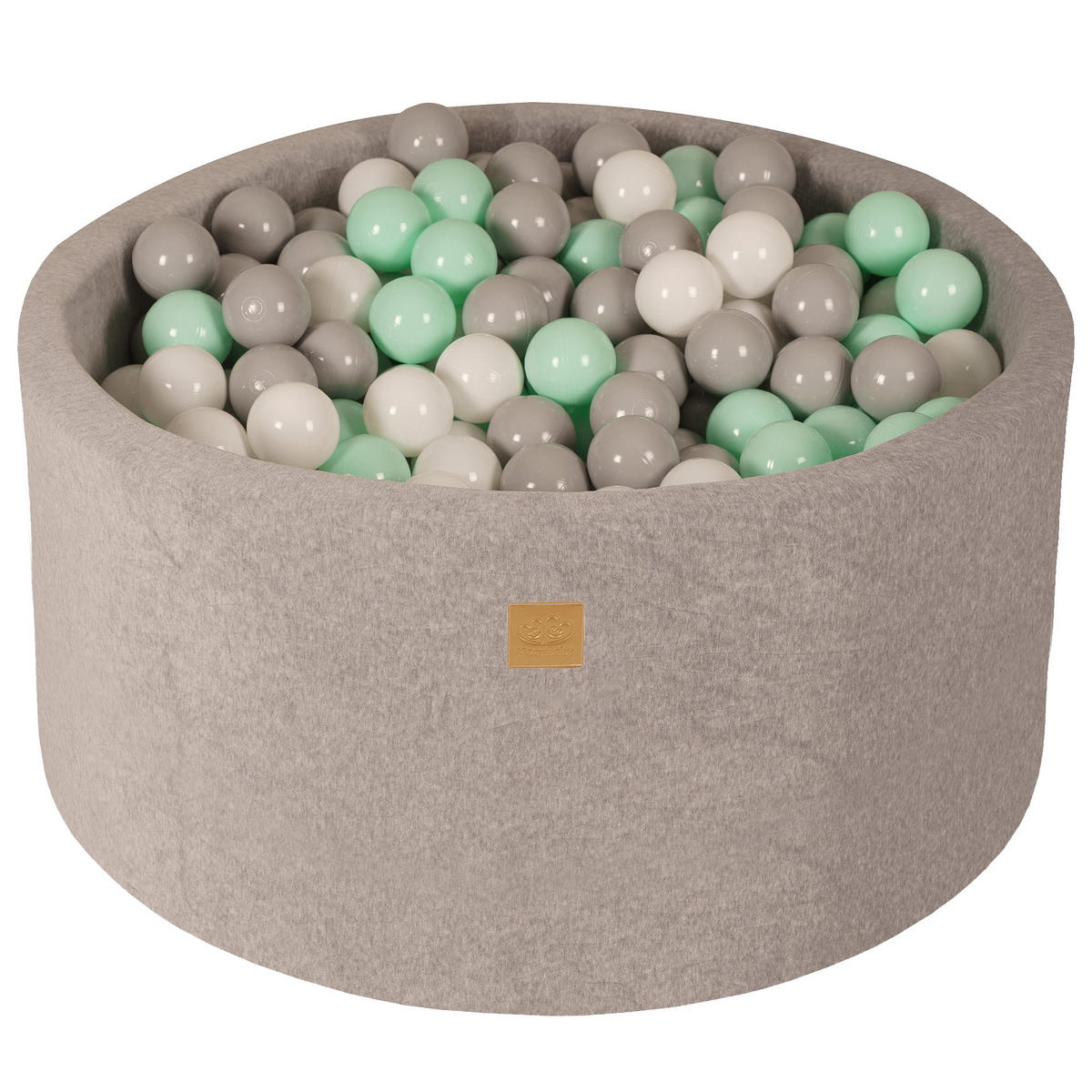 BÄLLEBAD für Kinder, Samt, Hellgrau - Greige/Hellgrau, Textil (90/90/40cm) - MeowBaby