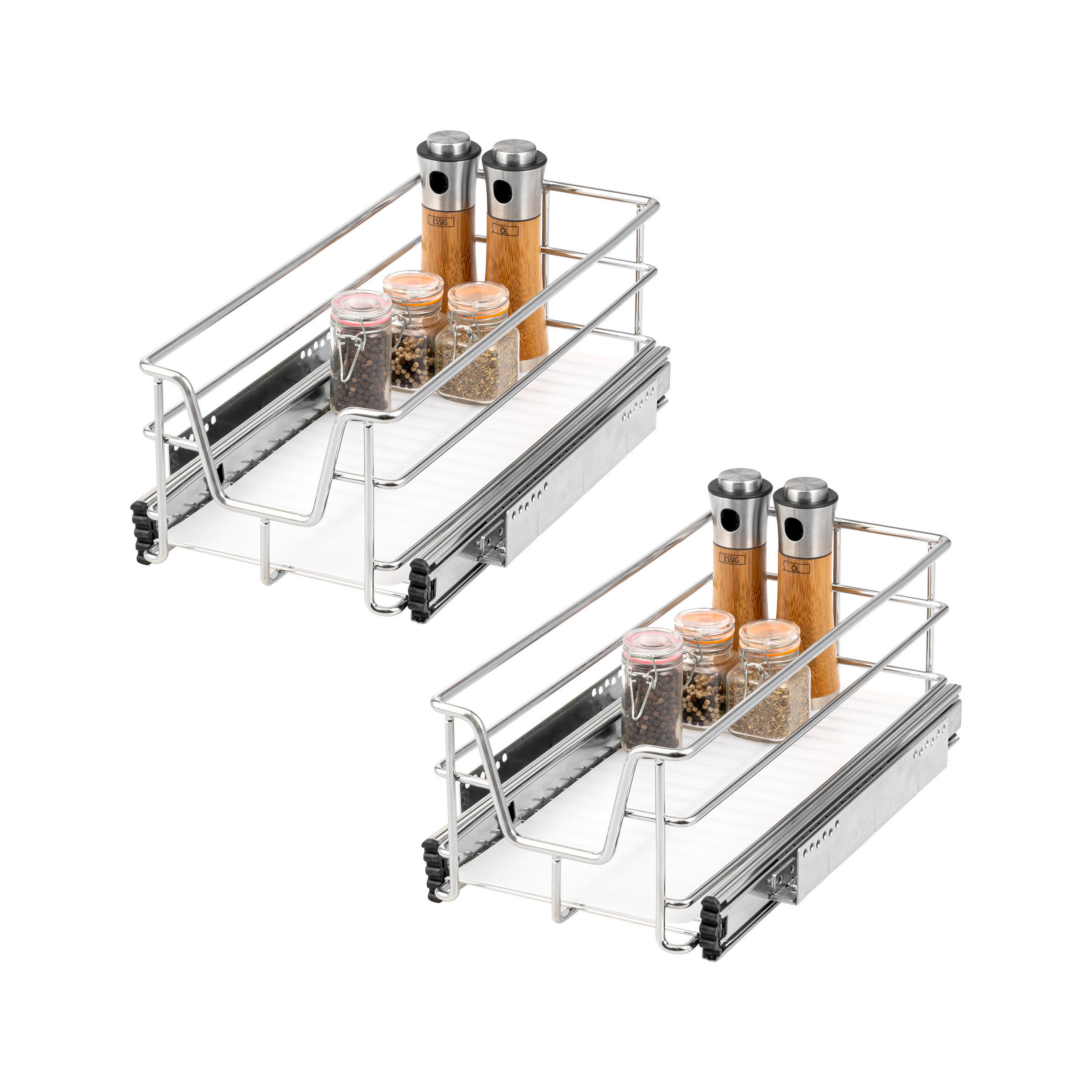 TELESKOPSCHUBLADEN (2er Set), für 30 cm Schrank, Metall, Chrom - Chromfarben, Metall (27/14/44cm) - bremermann
