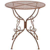 GARTENBEISTELLTISCH rund Ø70 cm Metall antik braun - Braun, Metall (70/70/74cm) - CLP