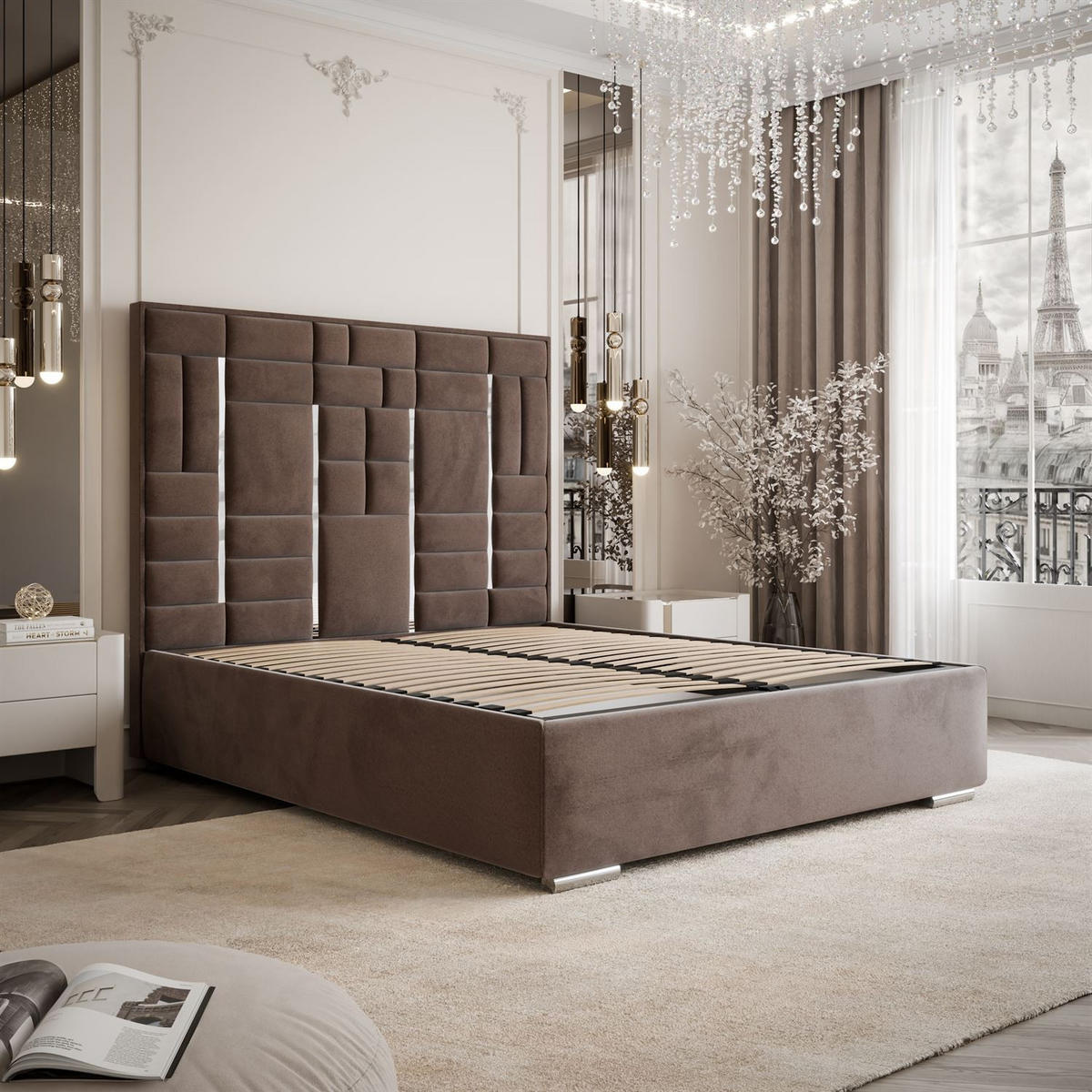 POLSTERBETT BRIGITTE SILVER mit Bettkasten 160x200 cm Element 25 - Braun, Textil (160/200cm) - Lookway