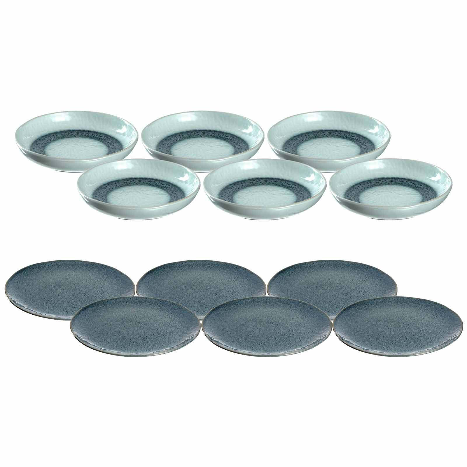 TAFELSERVICE Matera blau 12er Set - Blau, Keramik (1/1/1cm) - Leonardo Living
