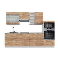 KÜCHENZEILE Fame-Line Goldkraft Eiche/Weiß 280 cm ohne AP - Honigeiche/Eiche Wotan, Holzwerkstoff (280/81.6/46cm) - Vicco