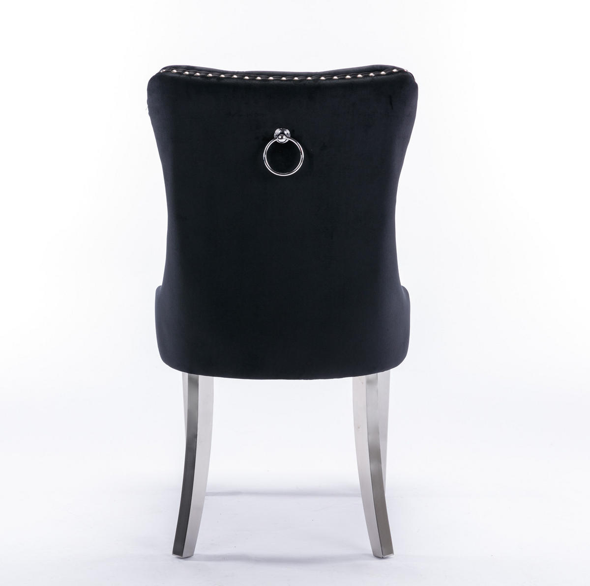 ESSZIMMERSTUHL 2er-Set mit hoher Rückenlehne Samt Schwarz - Schwarz, Metall (50/95/65cm) - Meubliv