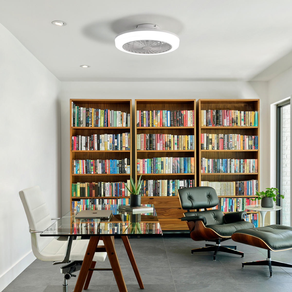 DECKENVENTILATOR 46cm LED Licht Blattloses Design Fernbedienung - Weiß, Kunststoff (45.7/45.7/14.5cm) - CASIVA