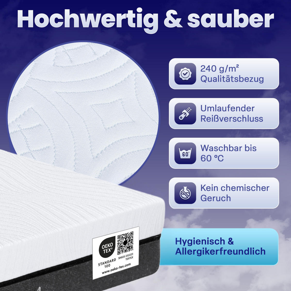 GEL-Matratze SARA, Höhe 16cm, 140x200cm - Weiß, Textil (140/200cm) - Arensberger