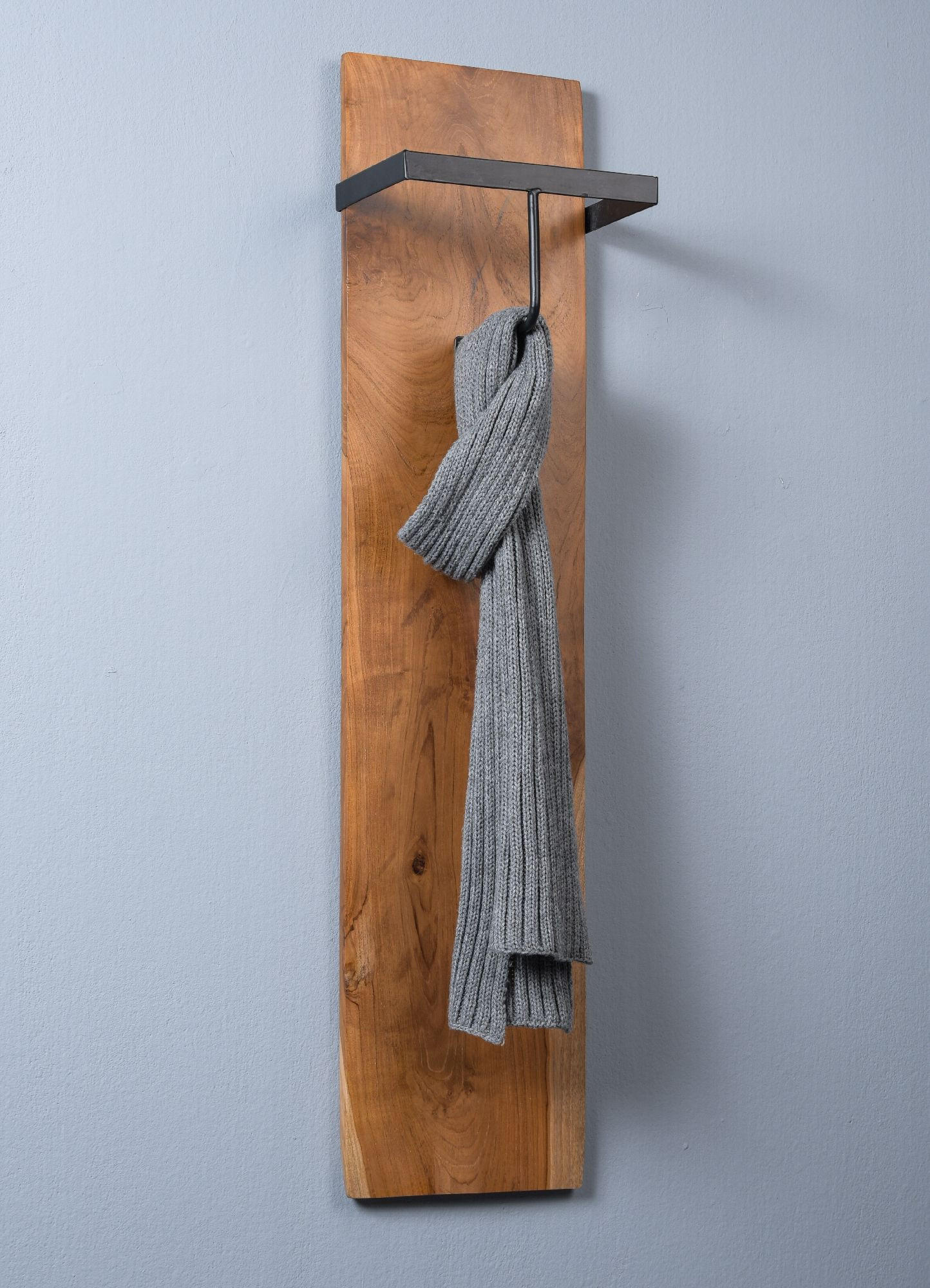 GARDEROBENLEISTE Alaska 1 Baumkante Teakholz Massiv Stange 25/110/20 cm - Schwarz, Holz (110/5/20cm) - M2 Kollektion