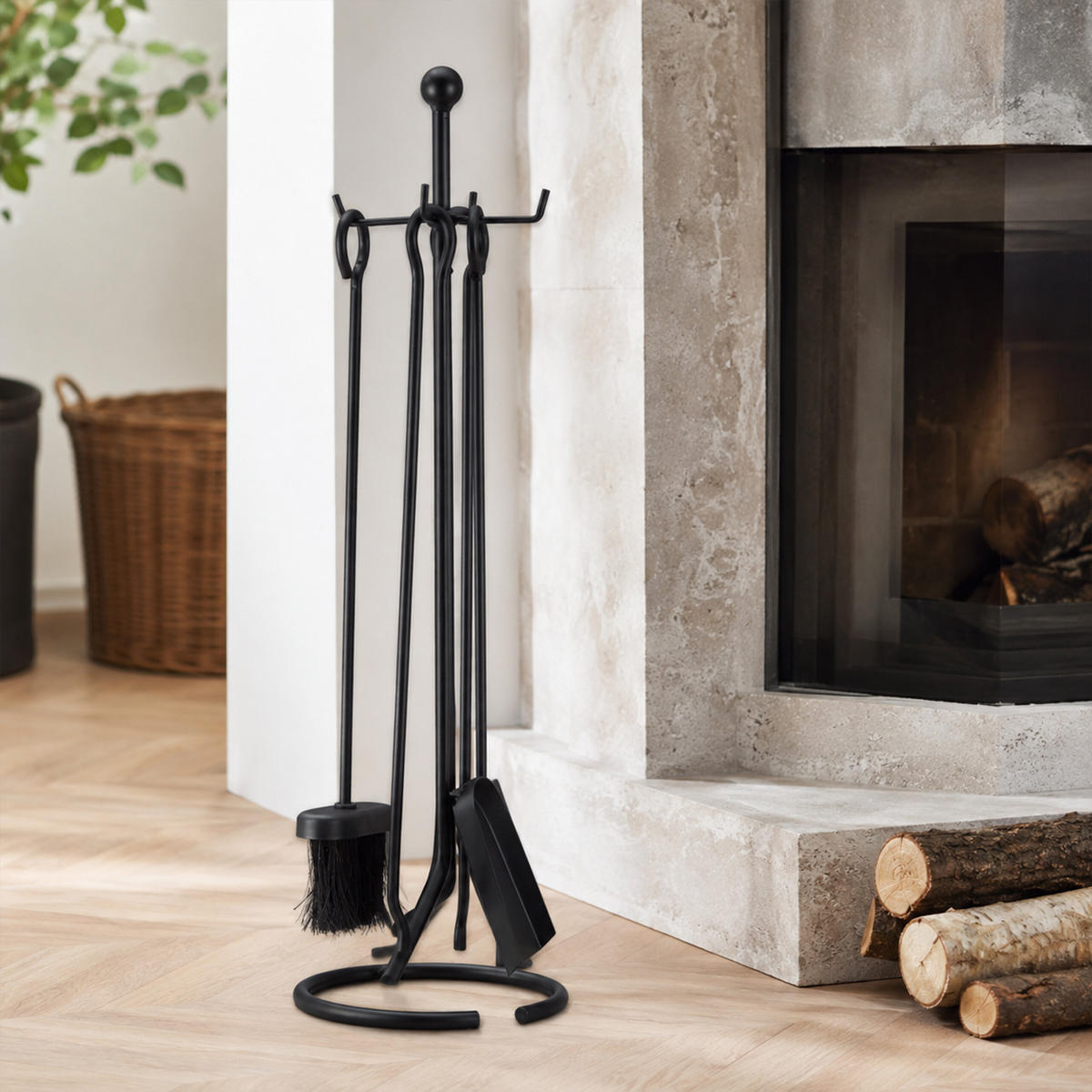 SET Negru 5-piese - negru, metal (20/68/20cm) - Relaxdays