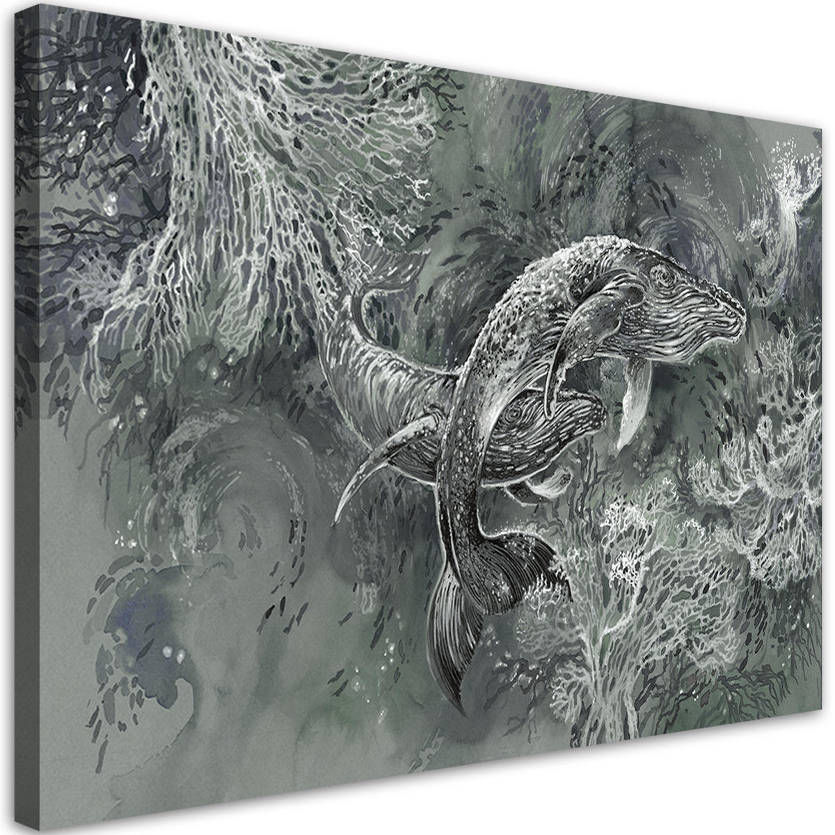 WANDBILD ein paar wale von humbacks - Grau, Textil (60/40cm) - Feeby