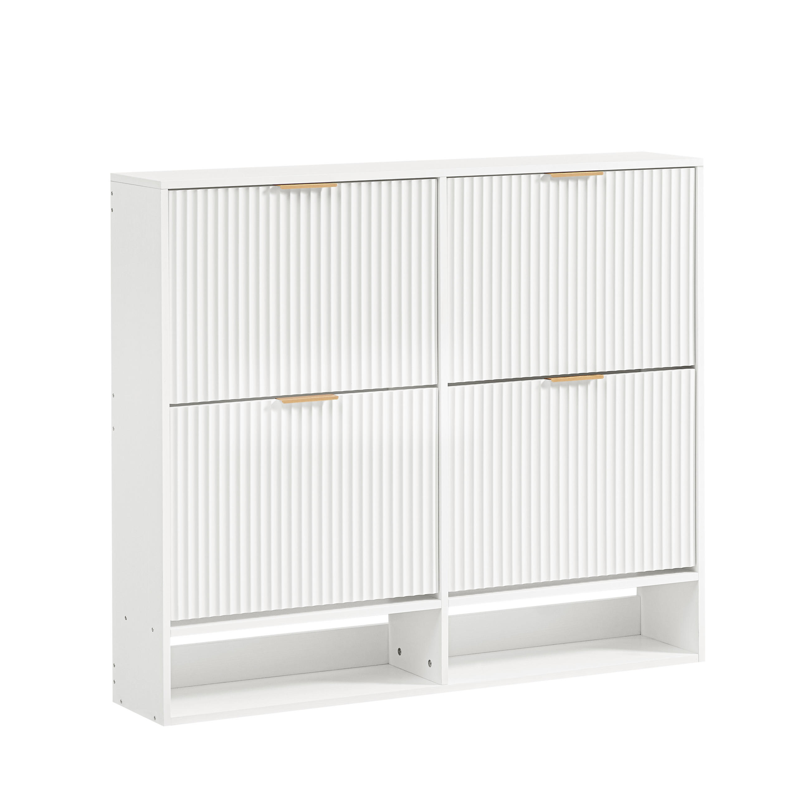 SCHUHSCHRANK Weiß 120/24/102 cm - Weiß, Holzwerkstoff (120/102/24cm) - PANGIVO