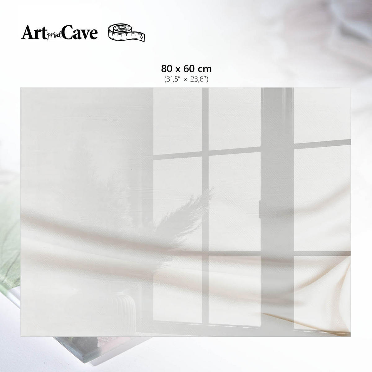 GLASPLATTE 80x60 cm – Feine Textur - Beige, Glas (0.4/80/60cm) - ArtPrintCave