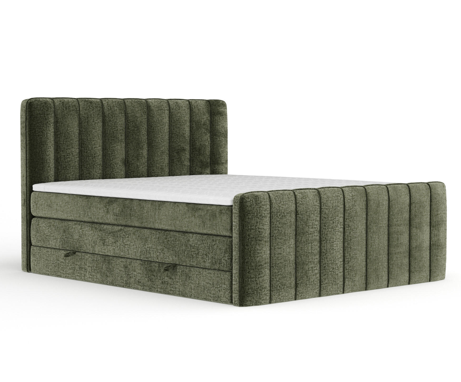 BOXSPRINGBETT Novara Olivenfarbe 180/200 cm - Schwarz/Olivgrün, Holz/Holzwerkstoff (180/200cm) - Maison de Reve