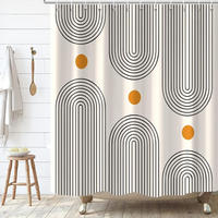 DUSCHVORHANG Boho Mitte minimalistisch abstrakt schlicht modern mit Haken - Beige, Textil (180/200cm) - MCBOSON