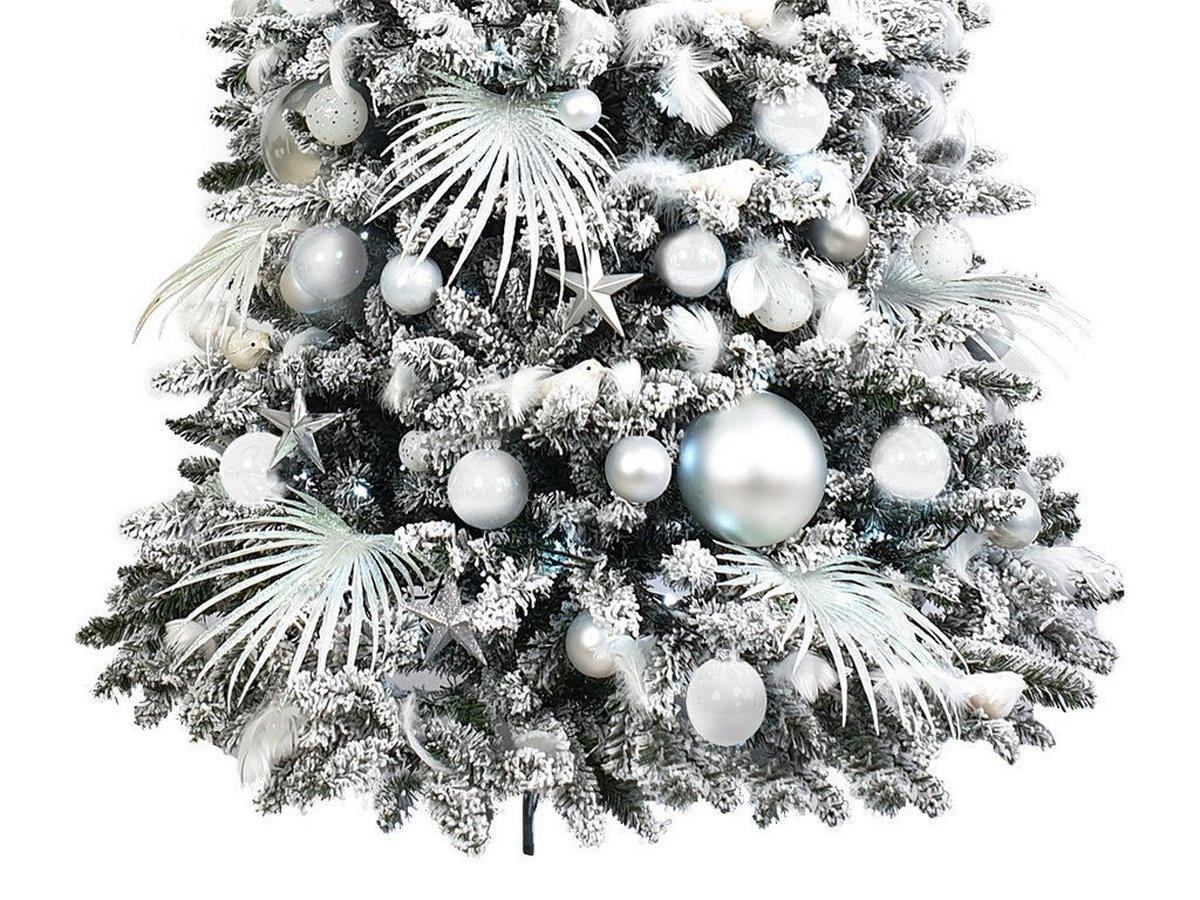 WEIHNACHTSBAUMSCHMUCK-SET POLAR WEISS, 200-teilig, für Weihnachtsbäume 300–600 cm - Silberfarben/Weiß, Kunststoff/Textil (60/50/80cm) - LAALU