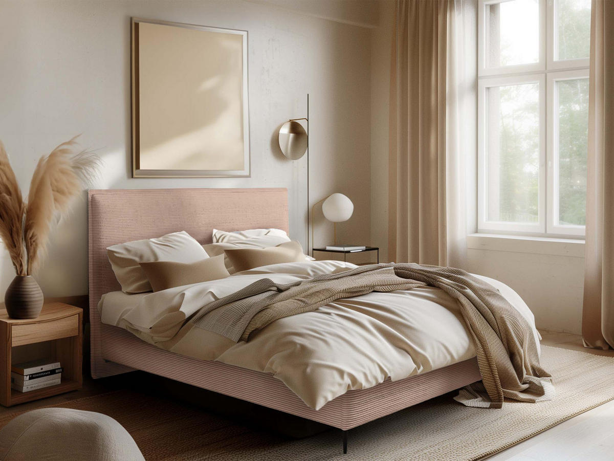 POLSTERBETT Puretta - Hellrosa/Schwarz, Holzwerkstoff/Textil (180/200cm) - MIRJAN24