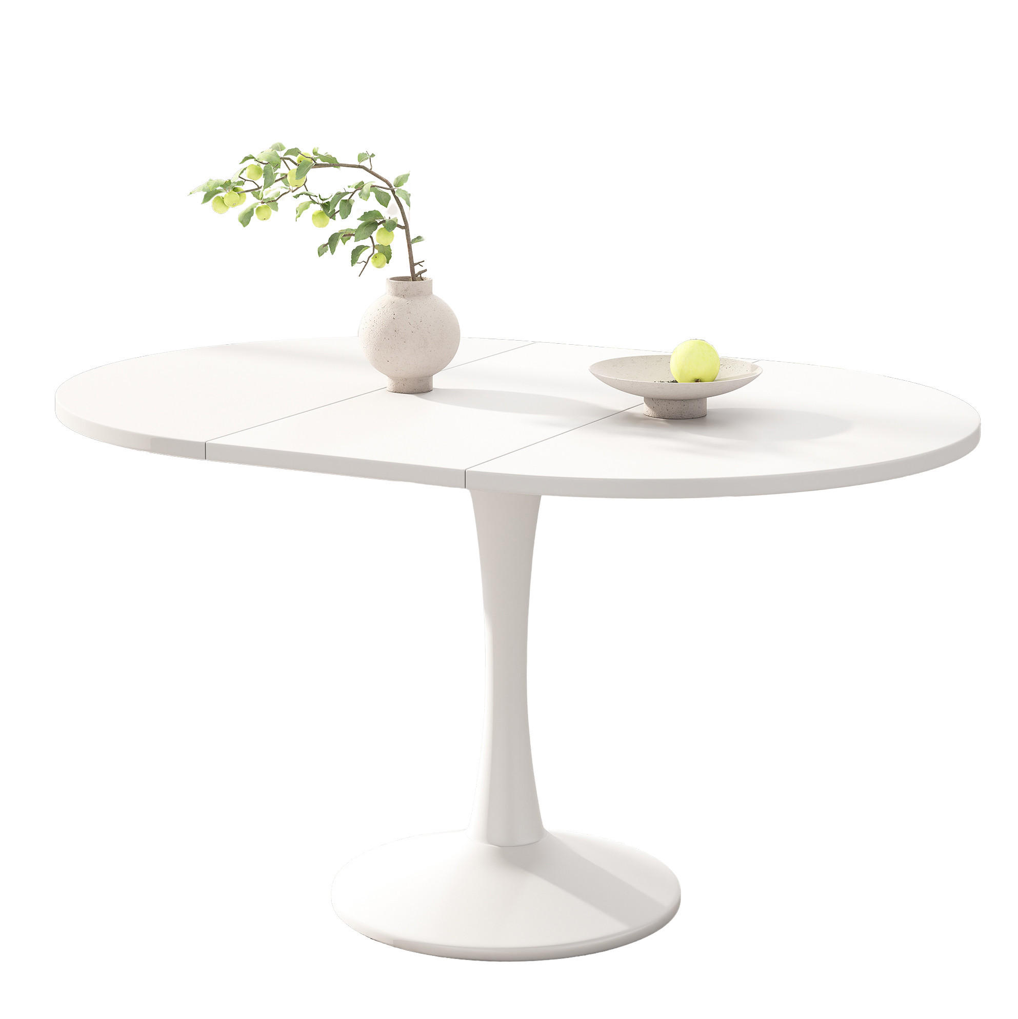 ESSTISCH oval 100/100/75 cm weiß mit modernem Design - Weiß, Holzwerkstoff (100/140/75cm) - OKWISH