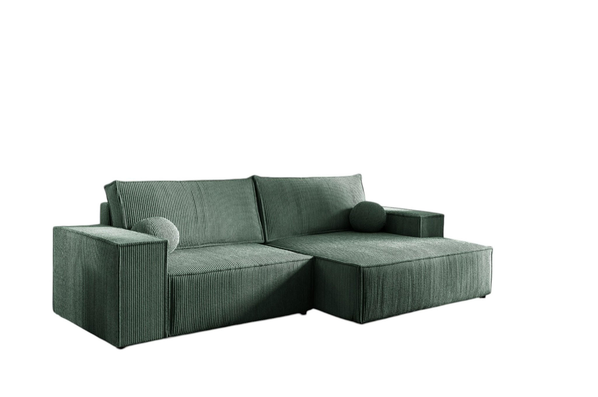 ECKSOFA Corunia Xs - Grün, Holzwerkstoff/Textil (255/148cm) - Fun Möbel