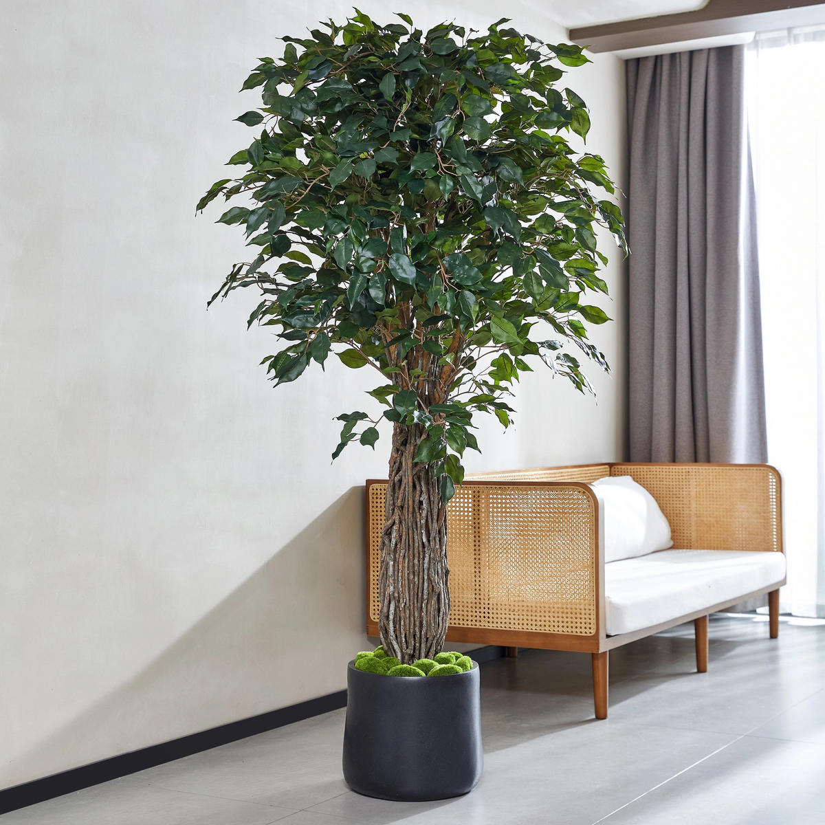 KUNSTBAUM Künstlicher Ficus – Amadior 180 cm - Grün, Kunststoff (180cm) - aplanta