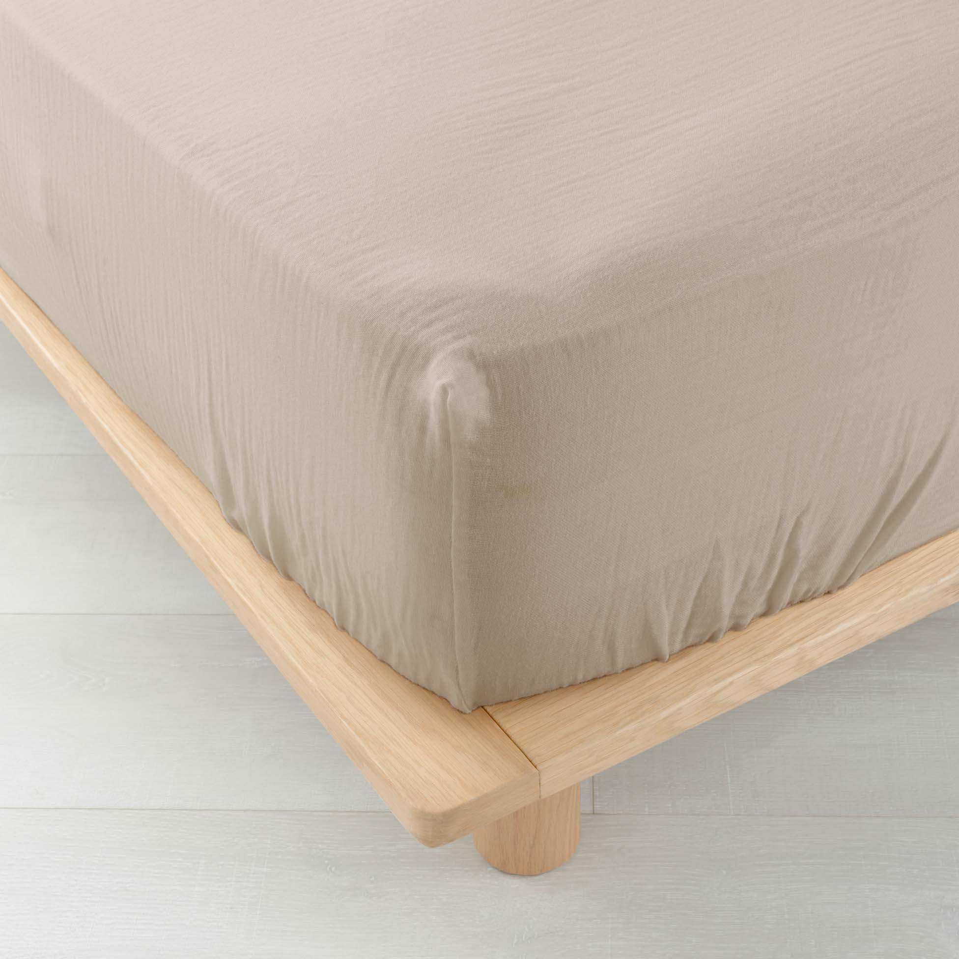 SPANNBETTLAKEN aus Musselin Angelia 200/160/0,1 cm - Beige, Naturmaterialien (160/200cm) - Douceur d´intérieur