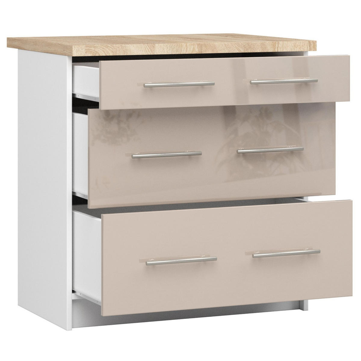 UNTERSCHRANK Weiß, Cappuccino Glanz 85/80/46 - Weiß/Cappuccino, Holzwerkstoff (80/85/46cm) - RAUMHIRSCH FURNITURE