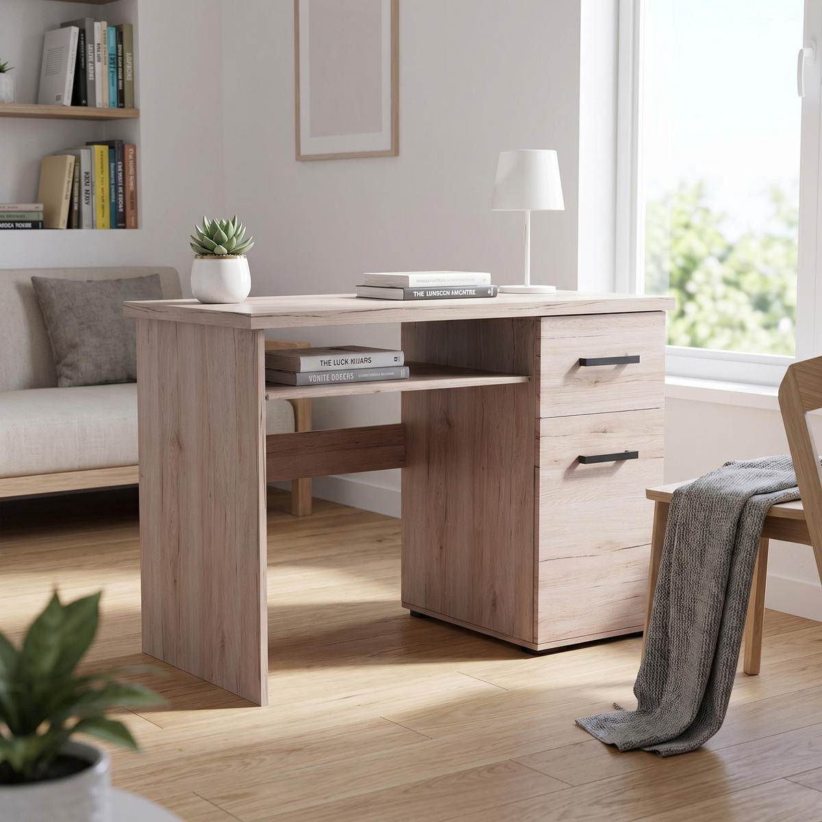 SCHREIBTISCH LIVORNO 105x56x75 cm Bürotisch Computertisch, Eichefarben - Eichefarben, Holzwerkstoff (56/105/75cm) - MASSENO