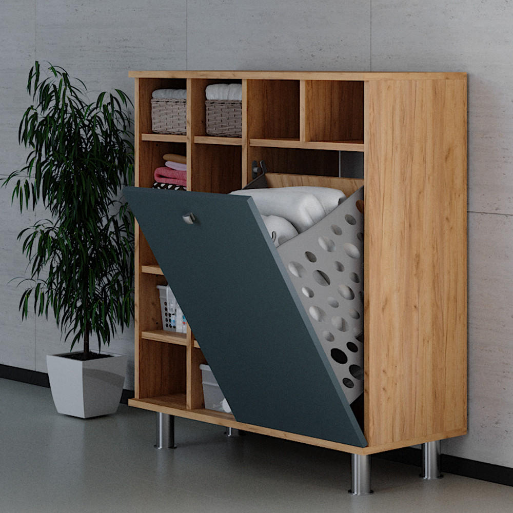 BADSCHRANK Fynn Grün 78.4 x 91.6 cm - Grün, Holzwerkstoff (78.4/91.6/34cm) - Vicco