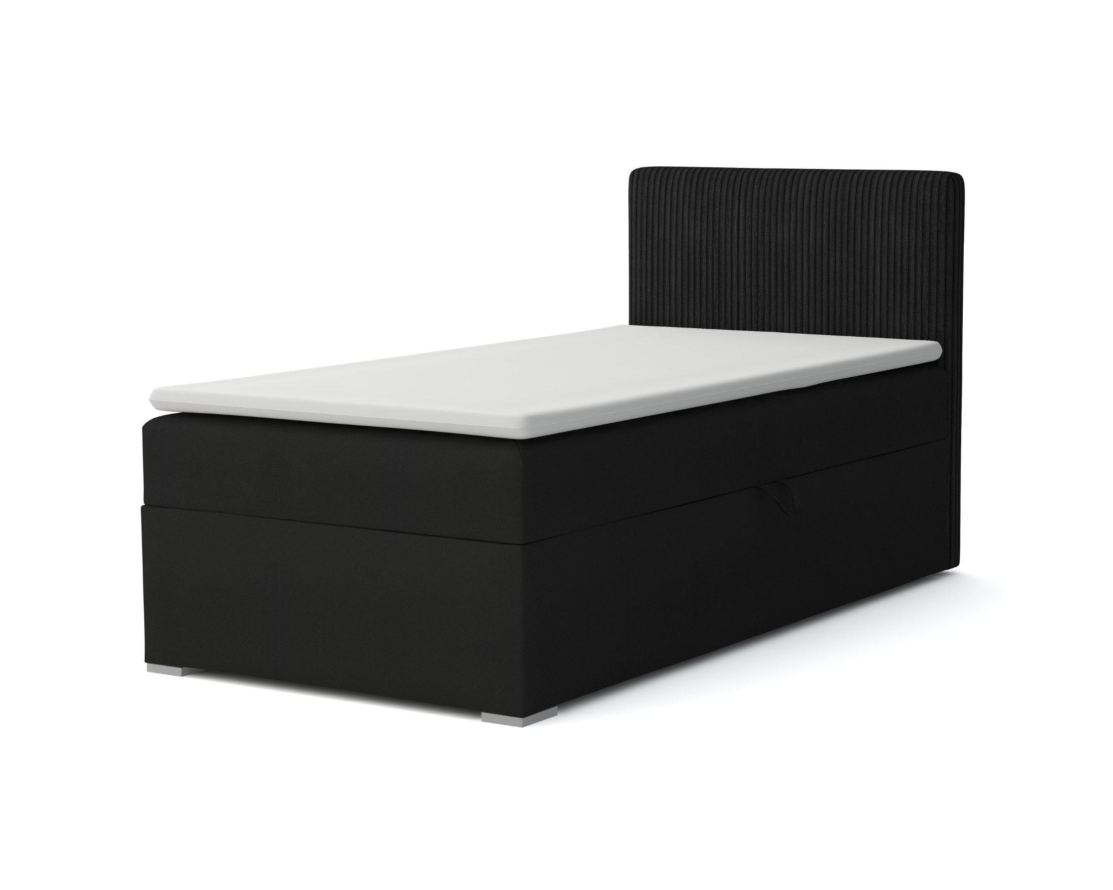 BOXBETT DON 90/200 Schwarz H4 Öffnung rechts - Schwarz, Holz/Holzwerkstoff (90/200cm) - Deine Möbel 24