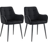 ESSZIMMERSTUHL 2er Set Samt Schwarz - Schwarz, Textil/Metall (58/86/62cm) - CLP