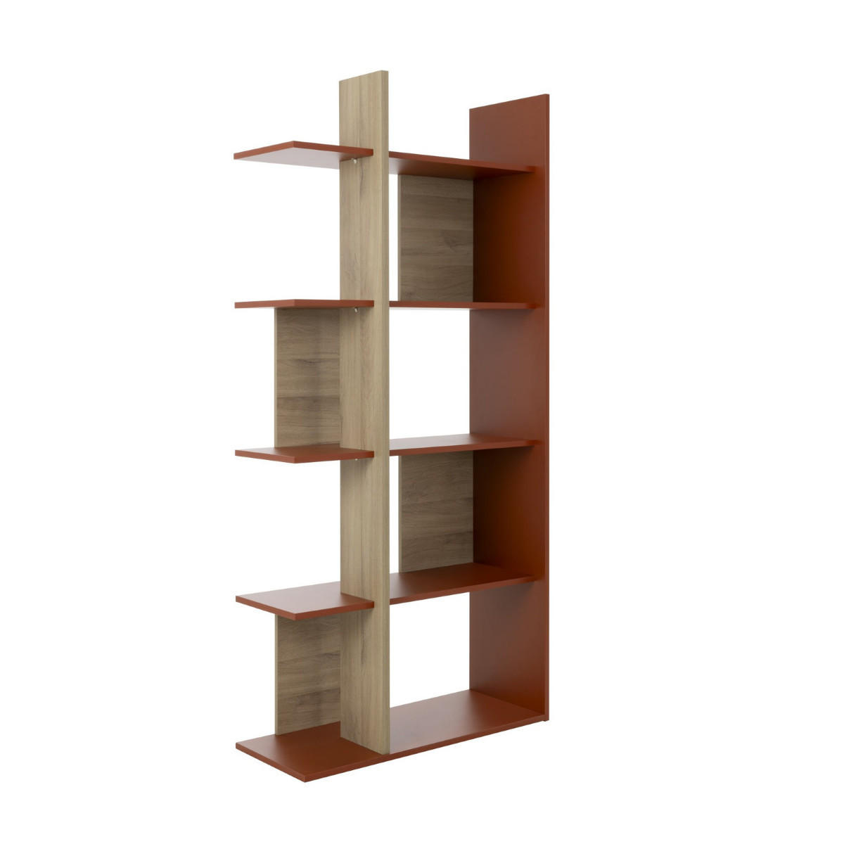 OFFENES Bücherregal Dekor Ocker und Eiche EPURA 90/36/190 cm - Eschefarben, Holzwerkstoff (36/190/37cm) - Calicosy