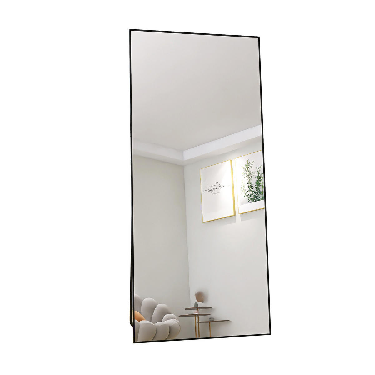 STANDSPIEGEL Ganzkörperspiegel, 1800 x 800 mm, freistehend,schwarz, Gewerbespiegel für Einkaufszentren - Schwarz, Glas/Metall (80/180/3cm) - WoodenAura