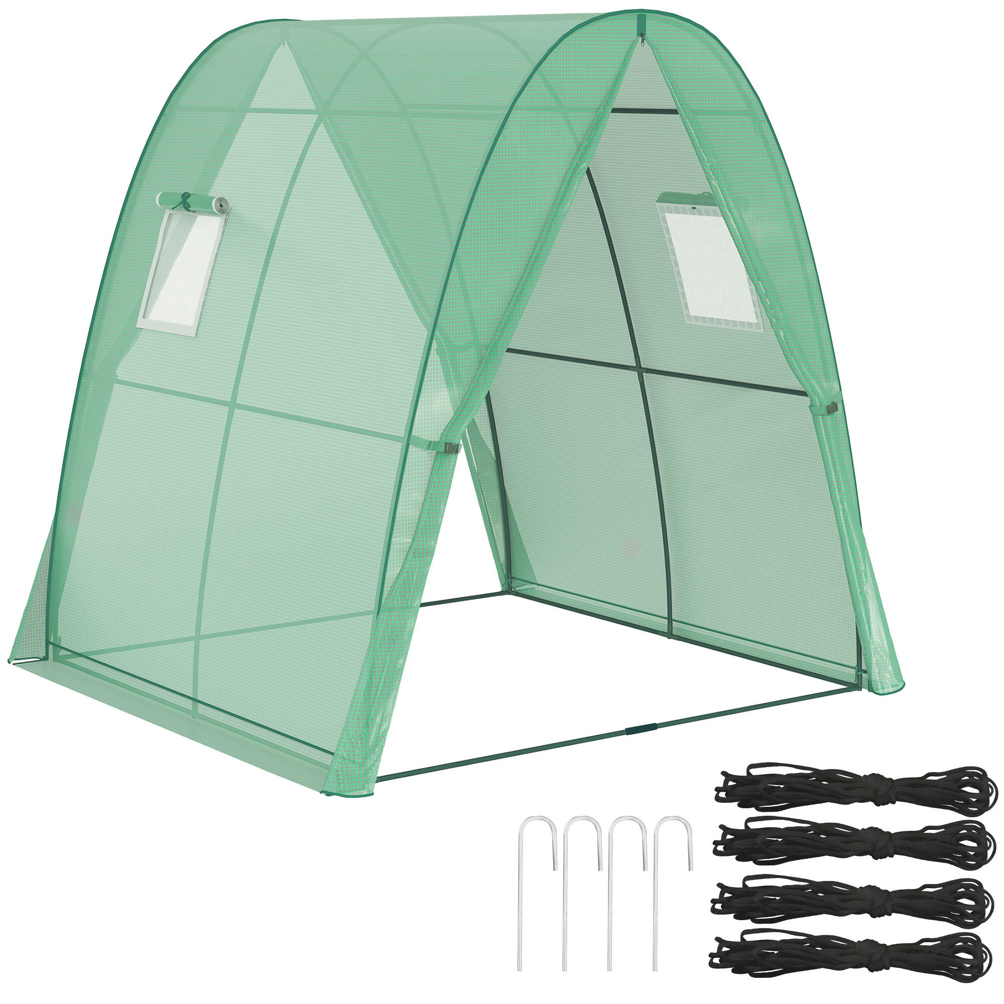 GEWÄCHSHAUS, 180L x 180B x 200H cm - Grün, Kunststoff/Metall (180/200/180cm) - Outsunny