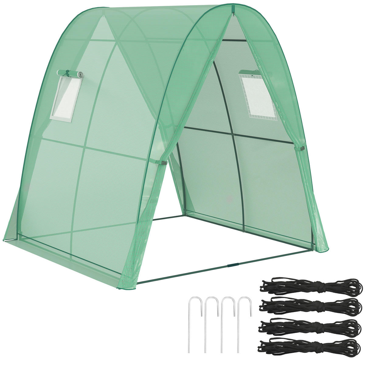 GEWÄCHSHAUS, 180L x 180B x 200H cm - Grün, Kunststoff/Metall (180/200/180cm) - Outsunny