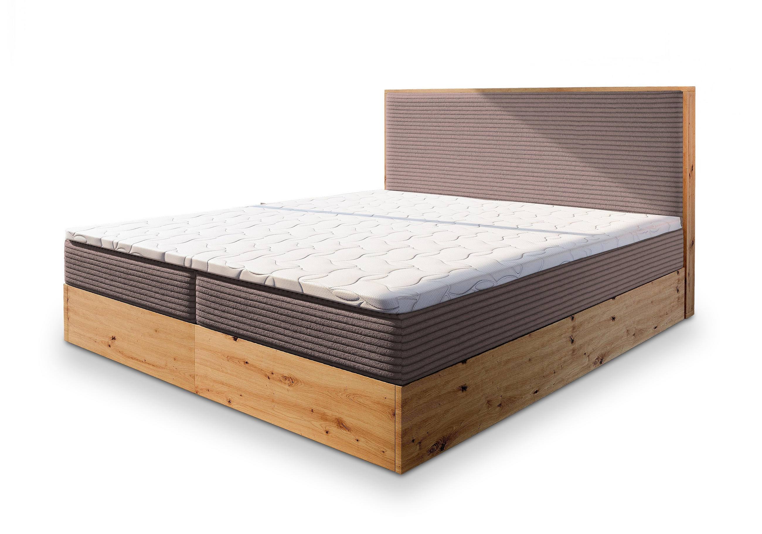 POSTEL BOXSPRING VERDON 160x200 cm, s matrací a úložným prostorem, starorůžová - starorůžová, kompozitní dřevo/textil (160/200cm) - MASSENO