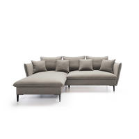 ECKSOFA GLOSS mit Schlaffunktion, Ottomane & goldenen Füßen – Samtsofa im GLOSSour-Stil mit Zierkissen, 258x167x91cm, Linke, GRÜN - Beige, Holz/Textil (167/258cm) - DomoHome
