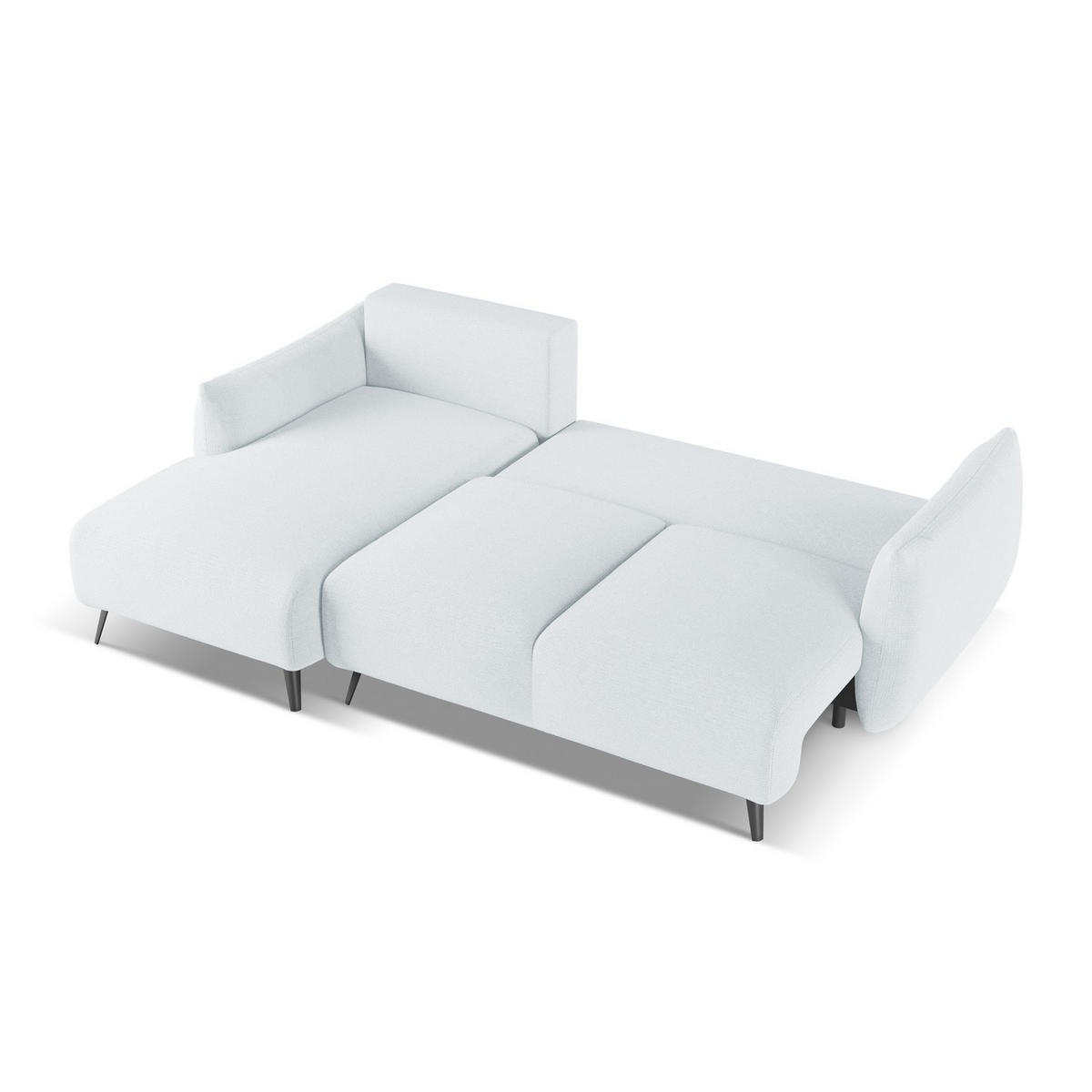 ECKSOFA mit Schlaffunktion Chenille Stoff Blau - Blau/Schwarz, Textil/Metall (162/242cm) - LaMiaSofa