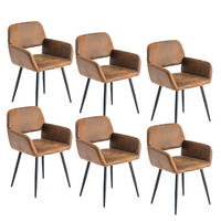 ARMLEHNSTUHL-SET 6 Stück braun - Braun, Holzwerkstoff/Textil (56/76.5/53cm) - Urban Meuble