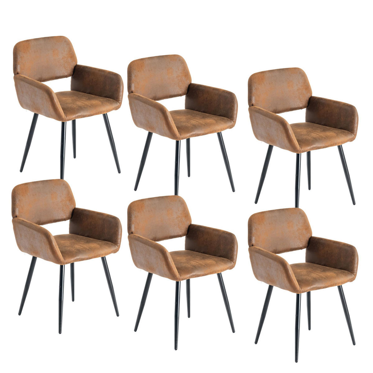 ARMLEHNSTUHL-SET 6 Stück braun - Braun, Holzwerkstoff/Textil (56/76.5/53cm) - Urban Meuble