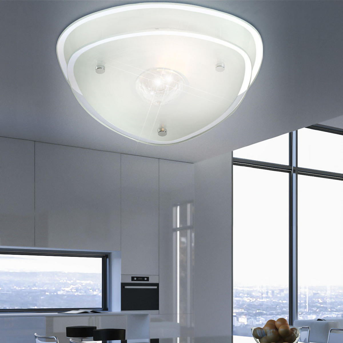 DECKENLEUCHTE Metall Klar Chrom - Klar, Glas (28/28/10cm) - Globo Lighting